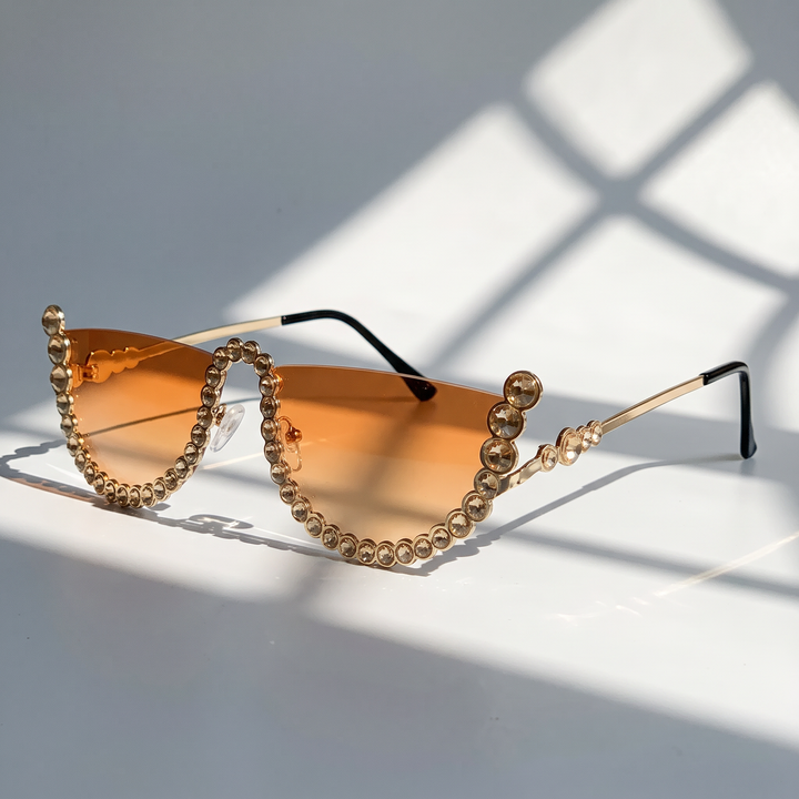 Stylish frameless oval sunglasses, unisex fashion eyewear with essential UV400 protection.