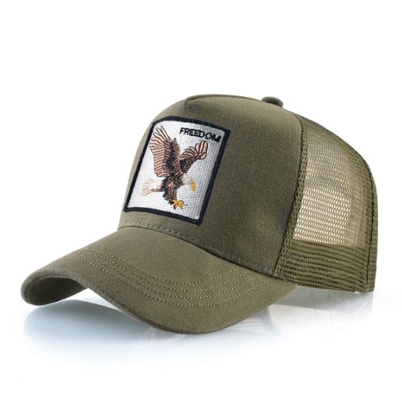 Unisex Freedom Eagle baseball cap, black, adjustable strap for comfortable fit & sun protection.