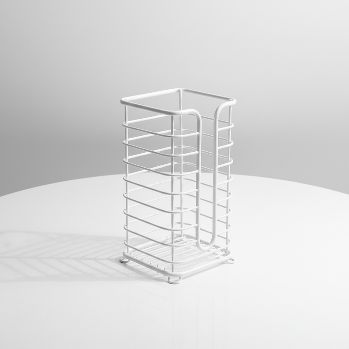 Minimalist freestanding toilet paper holder, crafted from high-quality stainless steel, a modern home decor item.
