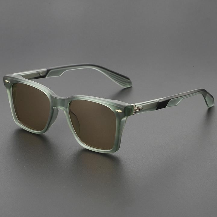 Stylish square frosted acetate sunglasses, unisex design, offering essential UV400 eye protection.