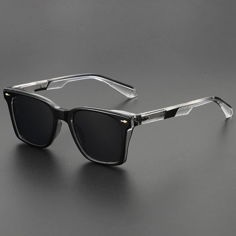 Fashionable frosted UV400 shades; unisex square frame for modern eye protection and style.