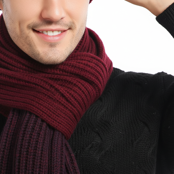 Close-up of a soft wool blend knitted winter hat from the Frostique unisex set, perfect for cold weather.