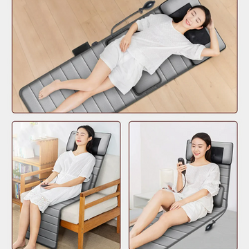 Portable full body shiatsu massage mat with electric heat therapy. Perfect for muscle relief & stress reduction.