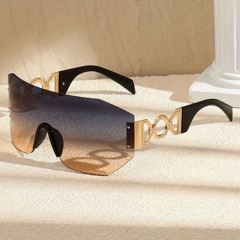 Unisex futuristic shades with gradient lenses & bold style. UV400 protection fashion eyewear.