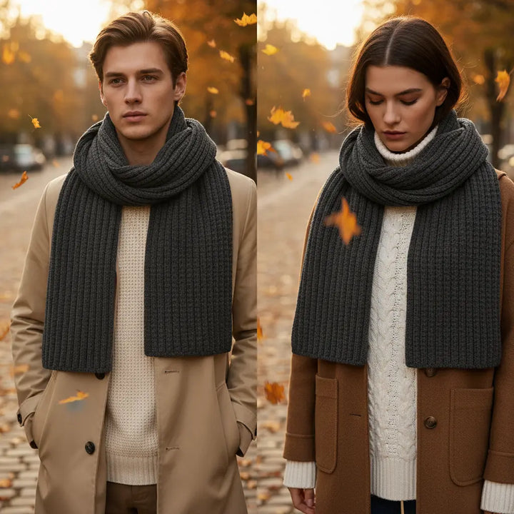Unisex geometric pattern winter scarf in polyester, soft and warm for cold weather fashion