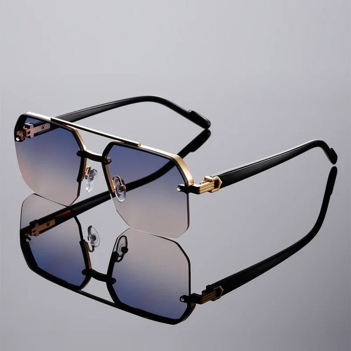 Unisex geometric rimless sunglasses with UV protection for stylish eye safety.