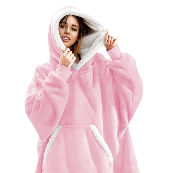 Unisex giant cozy wearable blanket hoodie, ultimate warmth, soft plush comfort for lounging.