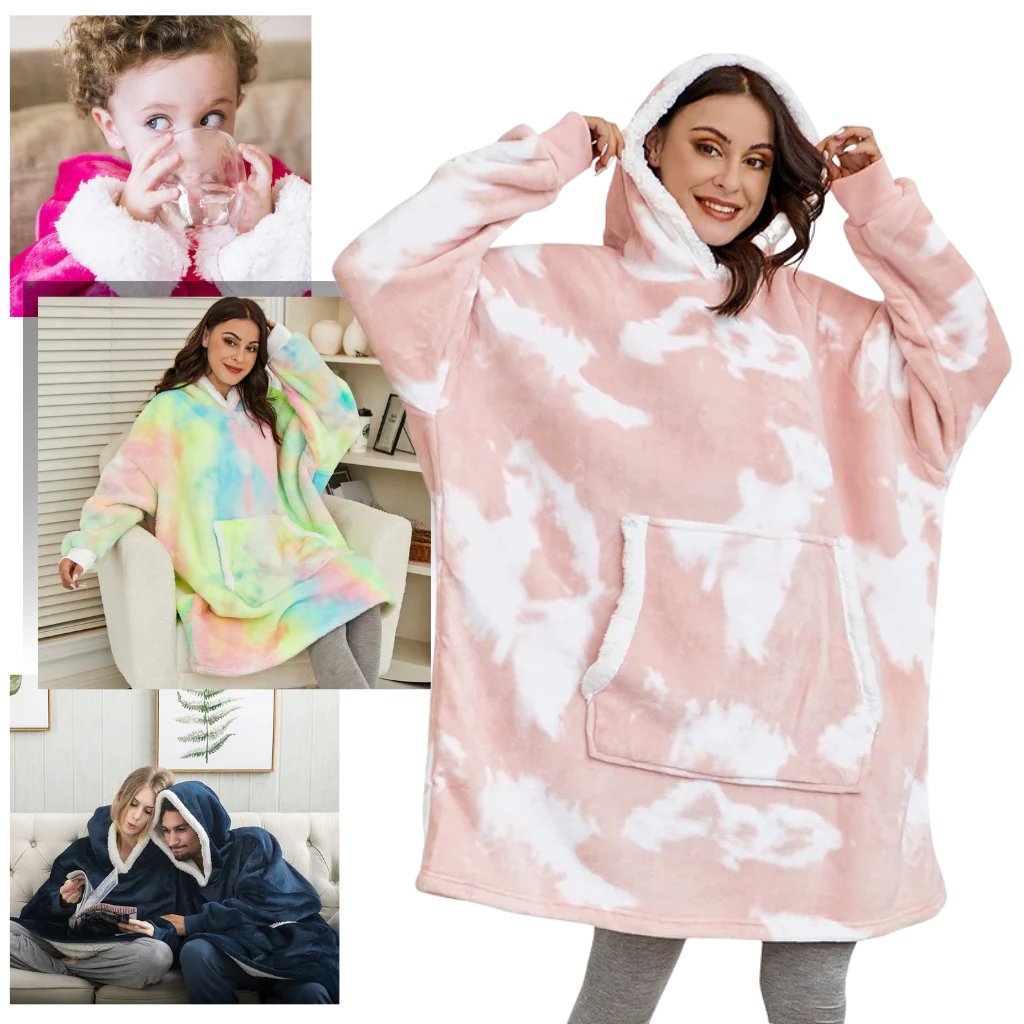 Cozy unisex blanket hoodie, ultimate warmth & soft comfort for relaxing at home.