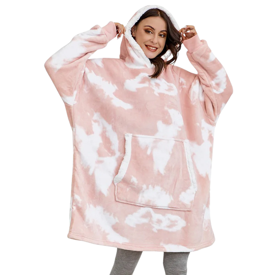 Cozy one-size blanket hoodie, a warm loungewear gift for all, featuring soft comfort.