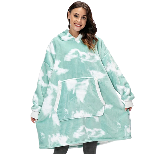 Plush blanket hoodie, deep pockets, ultimate warmth, great cozy gift idea for adults.