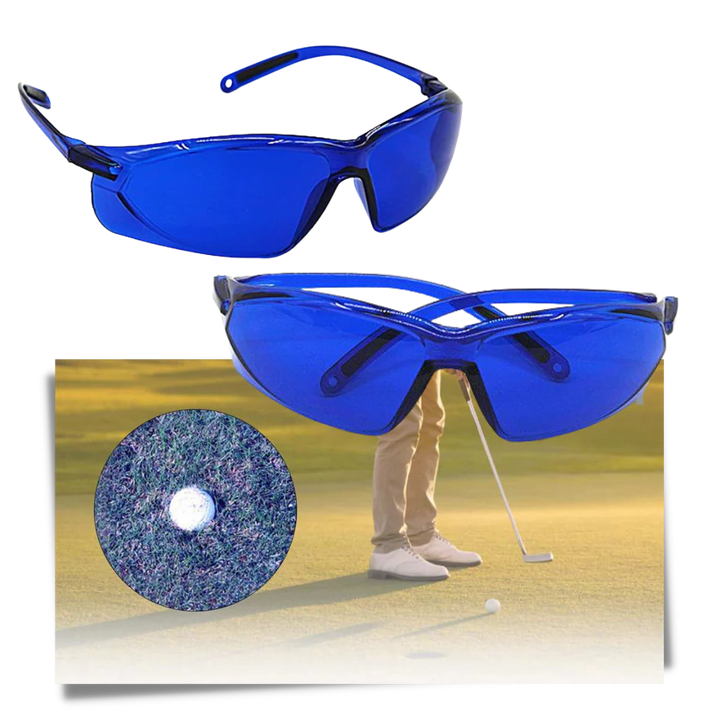 Golf equipment: innovative ball finder glasses. Enhance your game, find lost balls faster. Great golfer gift.