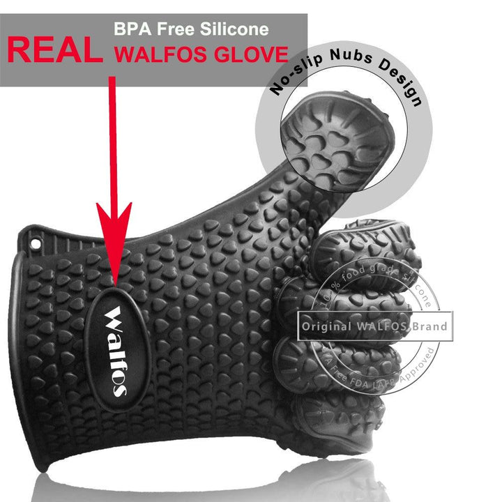GrillGuard heat resistant oven mitts for kitchen safety. Ideal for handling hot pans, pots & BBQ.