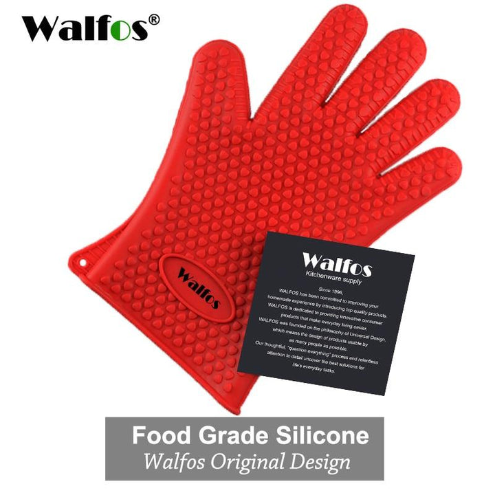 Durable GrillGuard heat resistant silicone gloves. Essential kitchen tools for safe grilling & cooking.