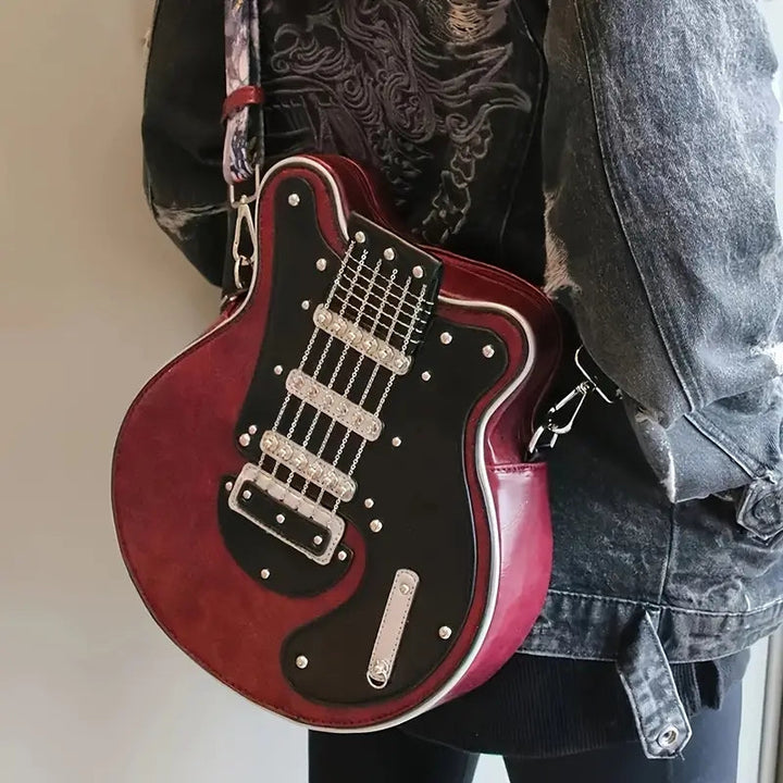 Distinctive guitar bag, a unique accessory that stands out.