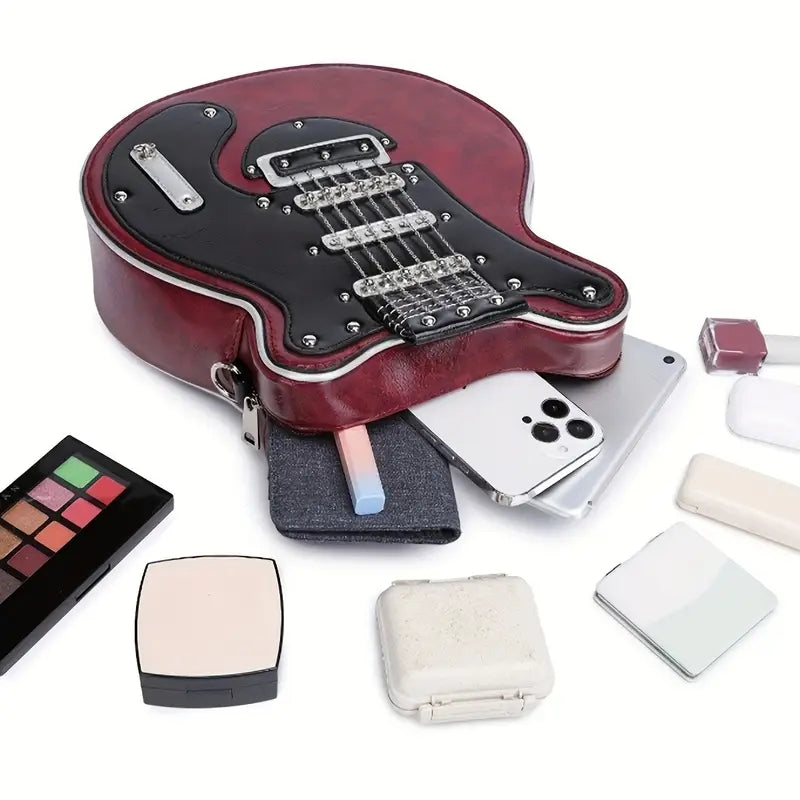 Unique unisex guitar shoulder bag, ideal gift for rock and roll fans.