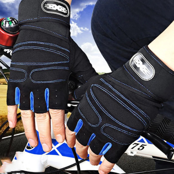 Shock-resistant workout gloves, breathable, for men's & women's gym exercise.