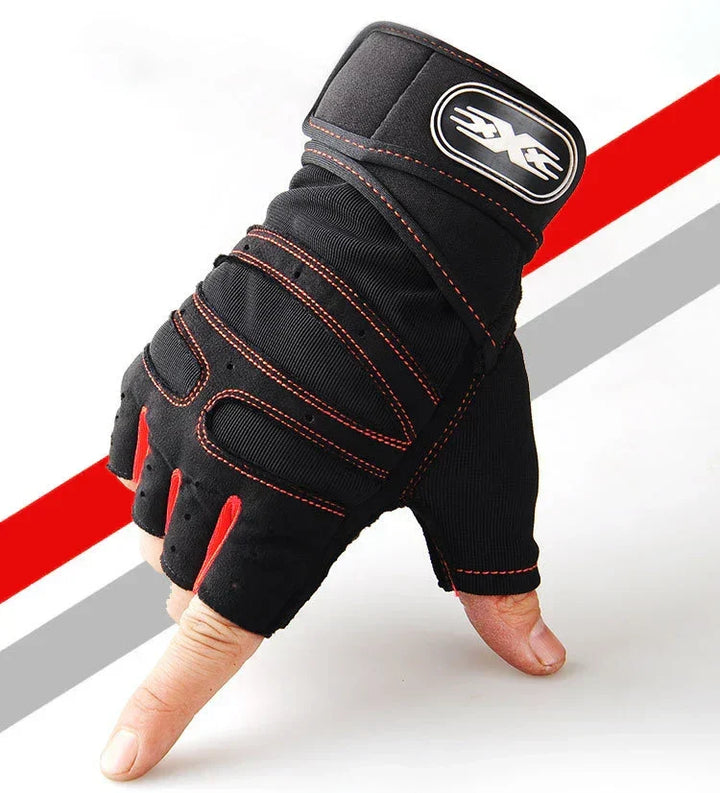 Men's & women's gym gloves, shock-resistant, offering secure grip & comfort.