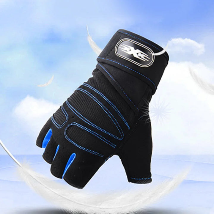 Durable fitness gloves with strong wrist support for effective hand protection.