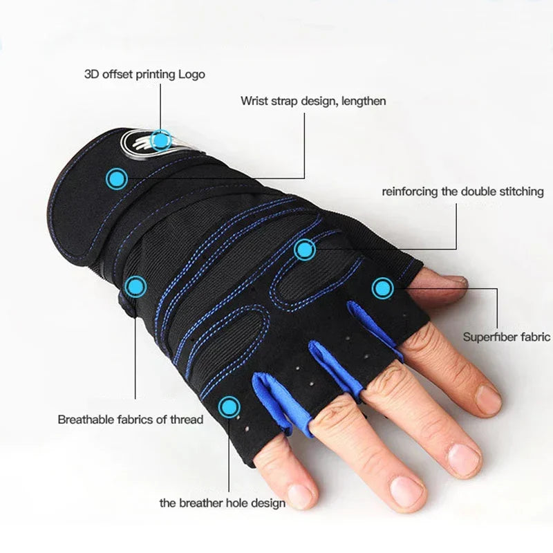 Men's & women's lifting gloves, shock-absorbing, ideal for heavy training.