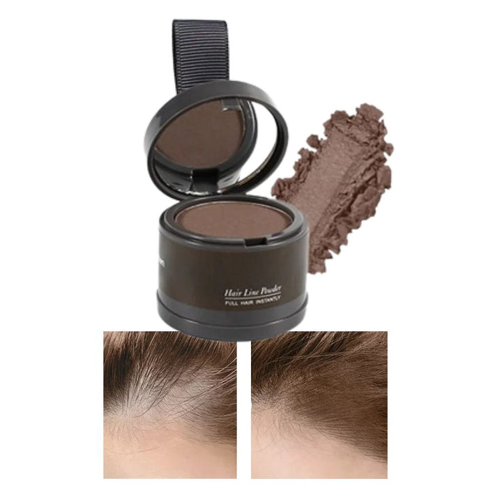 Cosmetic hair powder for instant volume, blending naturally with thinning hair.