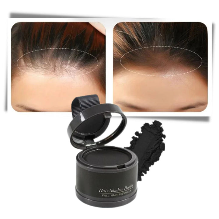 Cosmetic hair thickening powder for men & women, perfect for a fuller hairline.
