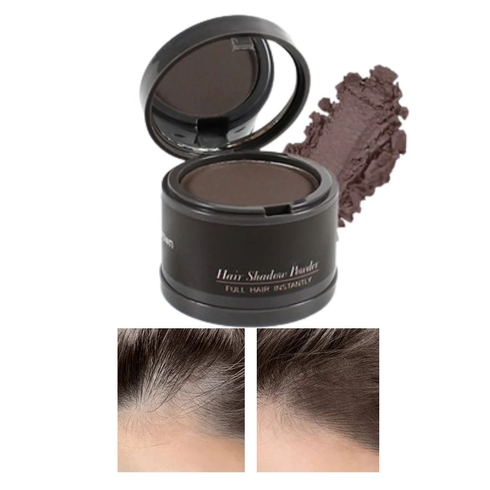 Cosmetic powder for thinning hair, providing instant volume & a natural hair look.