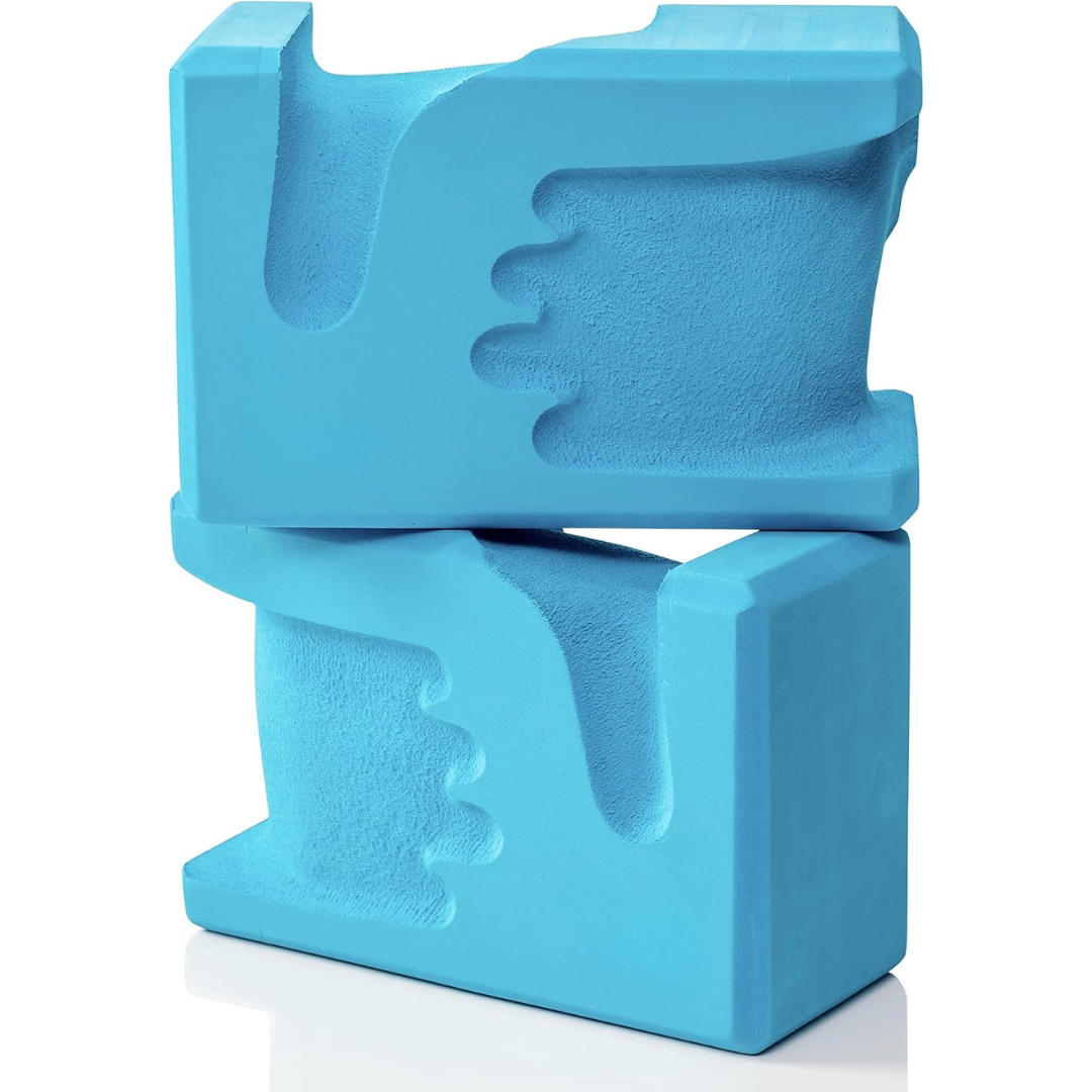 Unisex hand-shaped yoga blocks (2-pack) for enhanced grip, wrist support & stability in yoga practice.