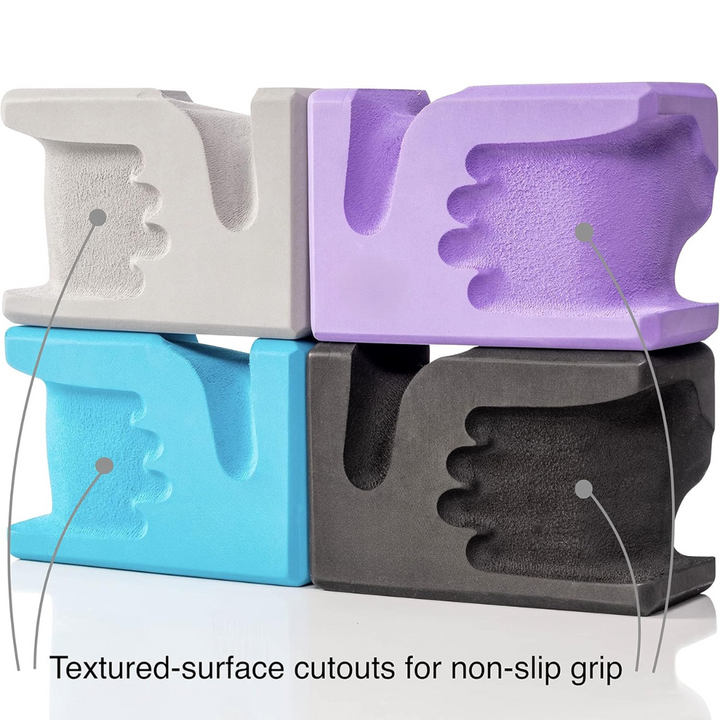 Non-slip hand-shaped yoga blocks (set of 2) for secure grip, wrist support & comfort during intense yoga sessions.