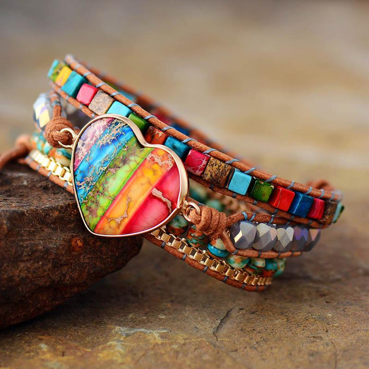Spiritual unisex crystal and jasper chakra bracelet, handmade jewelry