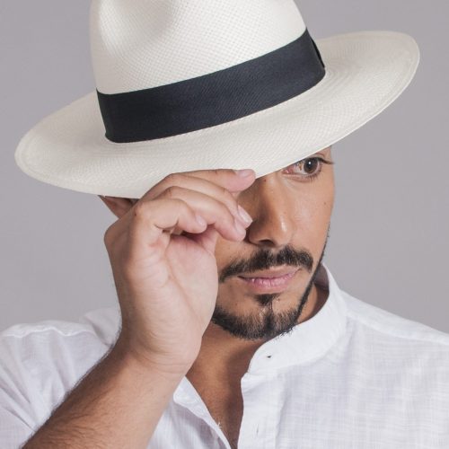 Unisex handmade Panama hat, wide brim, natural cotton for summer sun protection