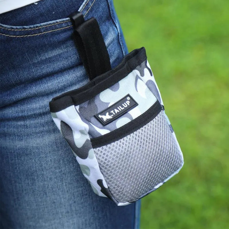 Unisex Hands-Free Pet Training Hip Bag in gray, perfect for dog walking & obedience training.