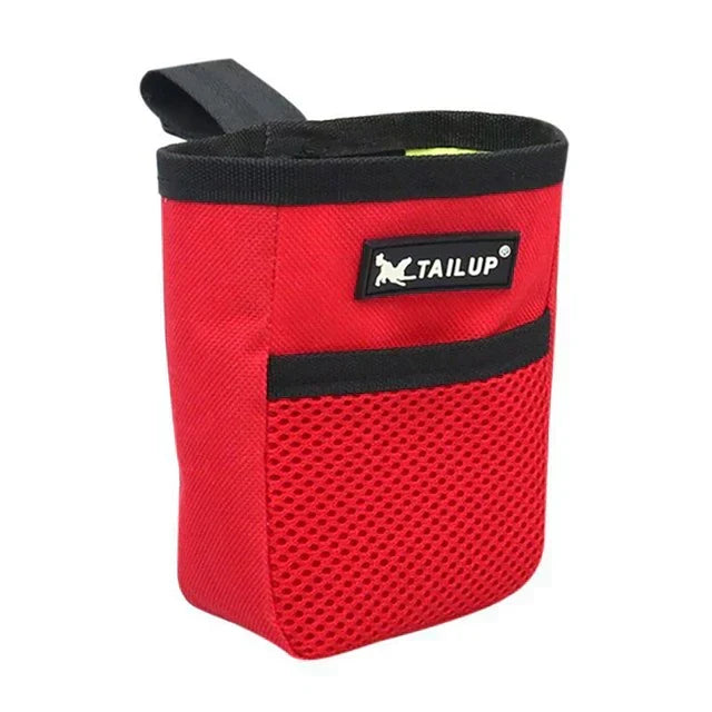 Practical red dog training bag, an excellent pet owner gift for agility and daily walks.