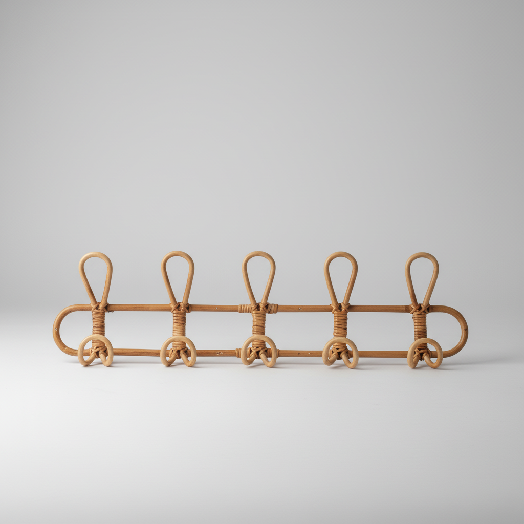 Handmade rattan wall hook, natural home decor accent, ideal organizer for coats and bags