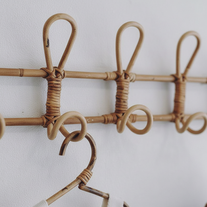 Bohemian rattan wall hook, circular design, adds natural storage and style to any room