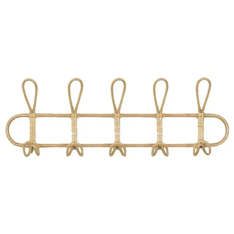 Elegant bohemian rattan wall hook, perfect for hanging accessories, enhances home decor