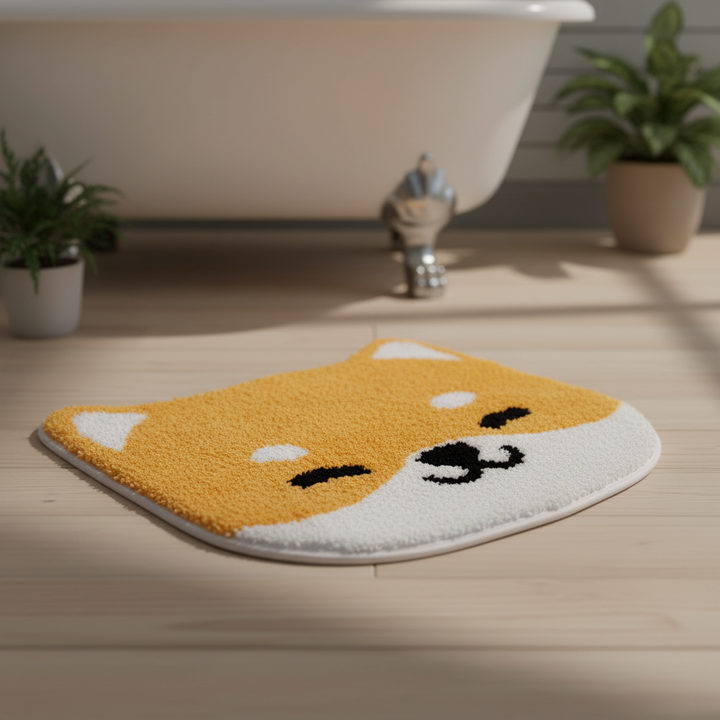 Unisex HappyFeet anti-slip bathroom mat in soft microfiber for enhanced bathroom safety and comfort