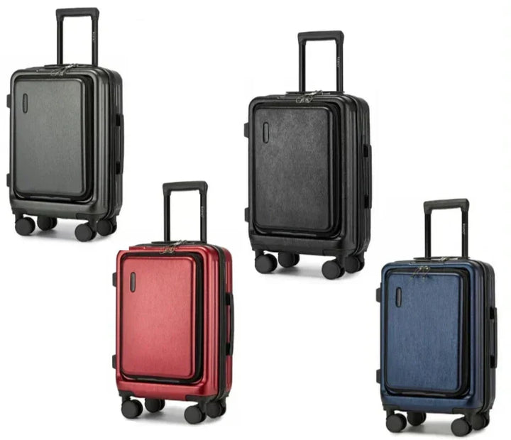 Unisex hard-shell travel suitcase with smooth spinner wheels for easy navigation. Durable and lightweight luggage.