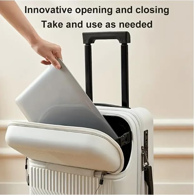 Smart carry-on for travelers. Includes a practical cup holder, USB charging port, and secure TSA lock.