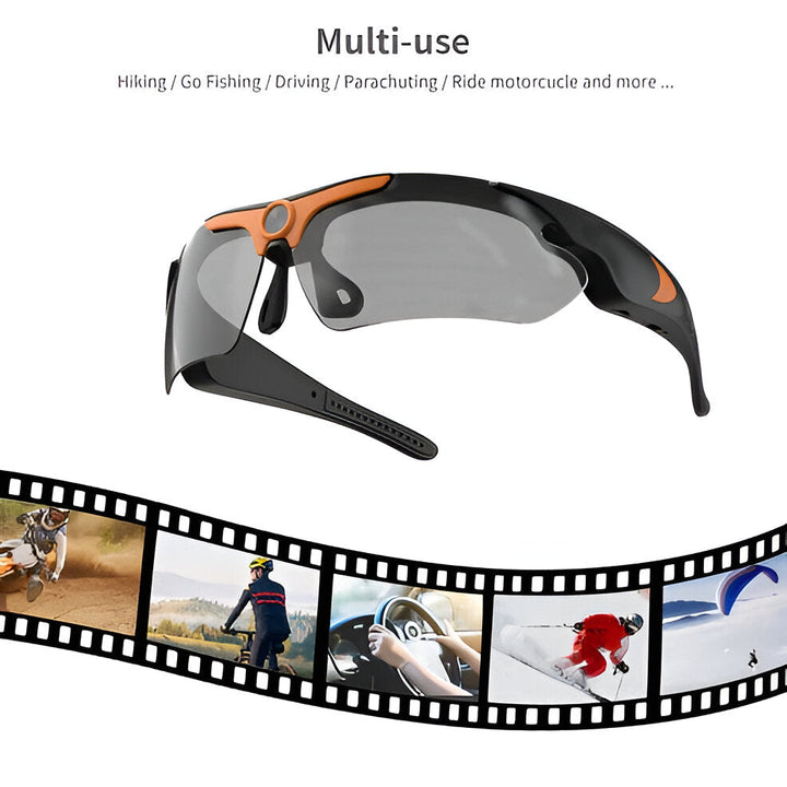 Hands-free video recording with these unisex HD camera sunglasses, ideal for outdoor enthusiasts & discreet travel.