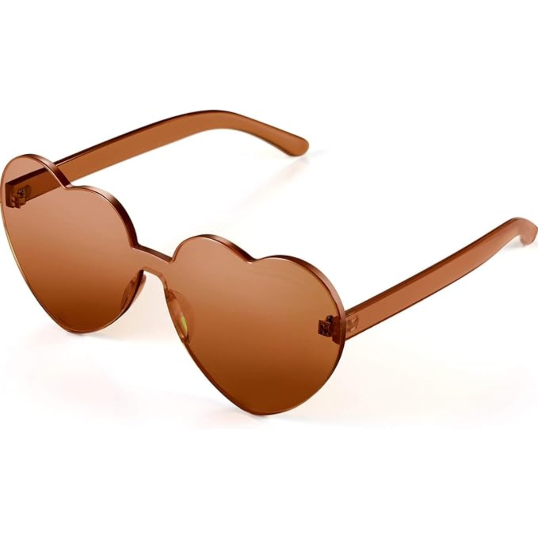 Cora transparent rimless heart-shaped sunglasses, a chic and modern unisex eyewear accessory.
