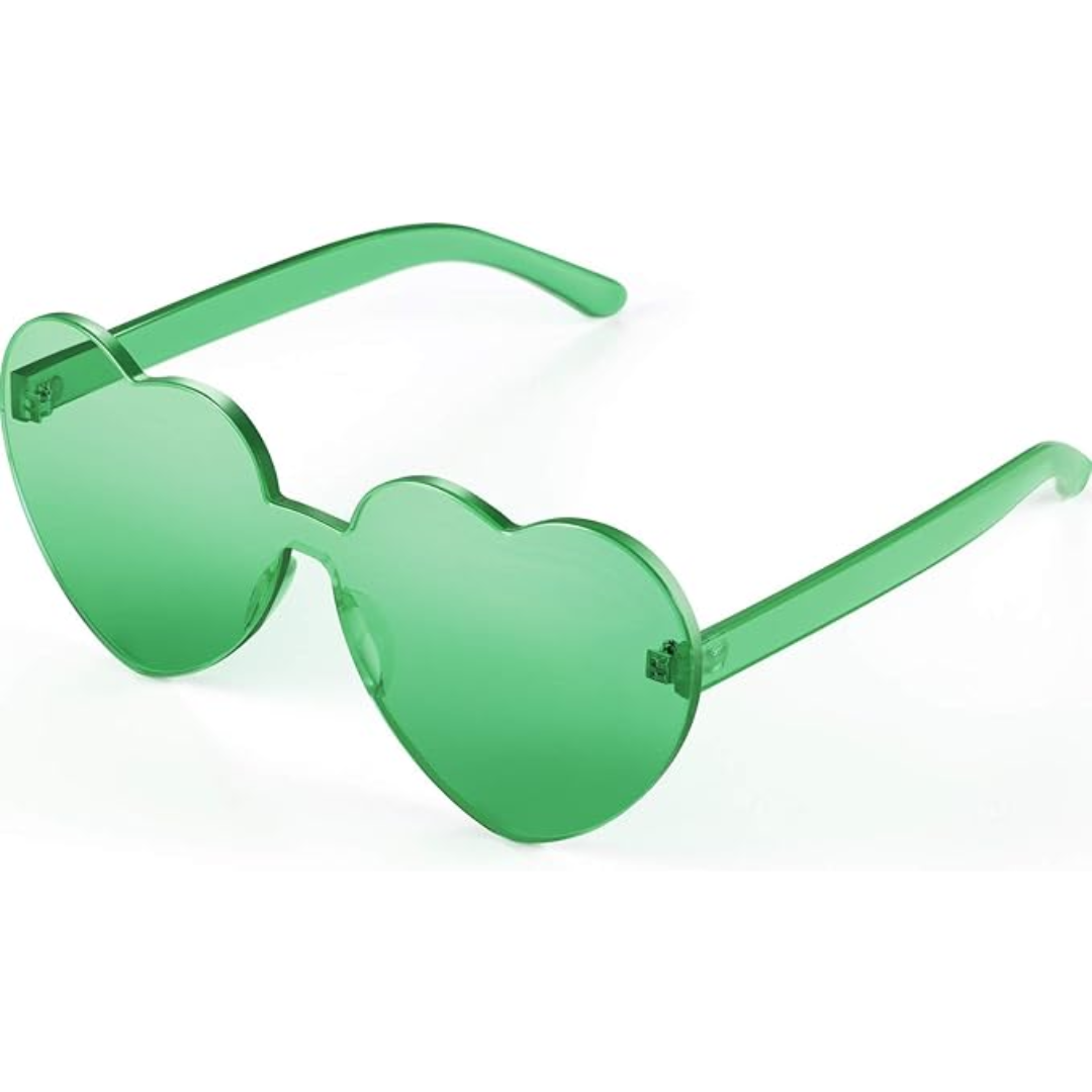 Unisex colorful heart-shaped rimless sunglasses, a vibrant and fun fashion accessory eyewear.