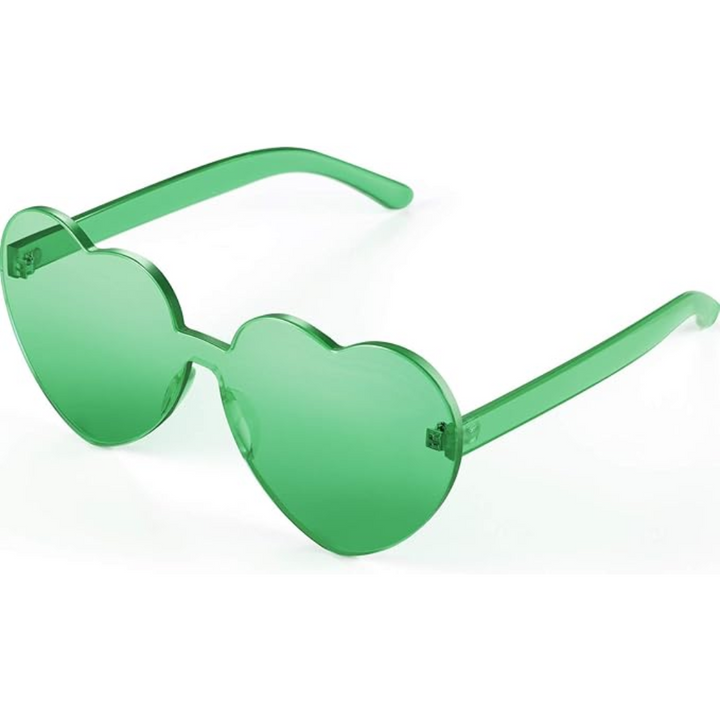 Unisex colorful heart-shaped rimless sunglasses, a vibrant and fun fashion accessory eyewear.