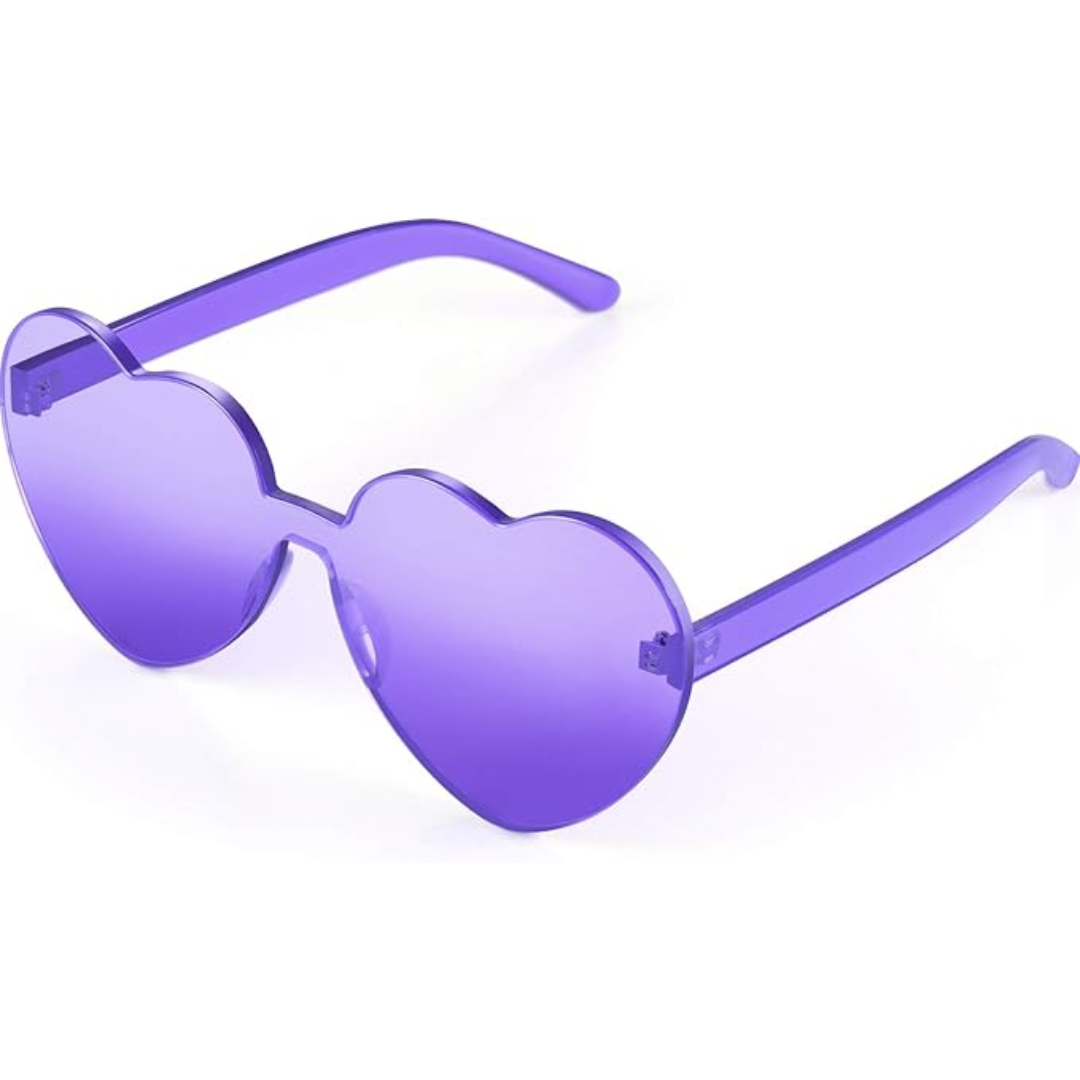 Trendy heart-shaped rimless eyewear, transparent lenses for a sleek and modern unisex accessory.