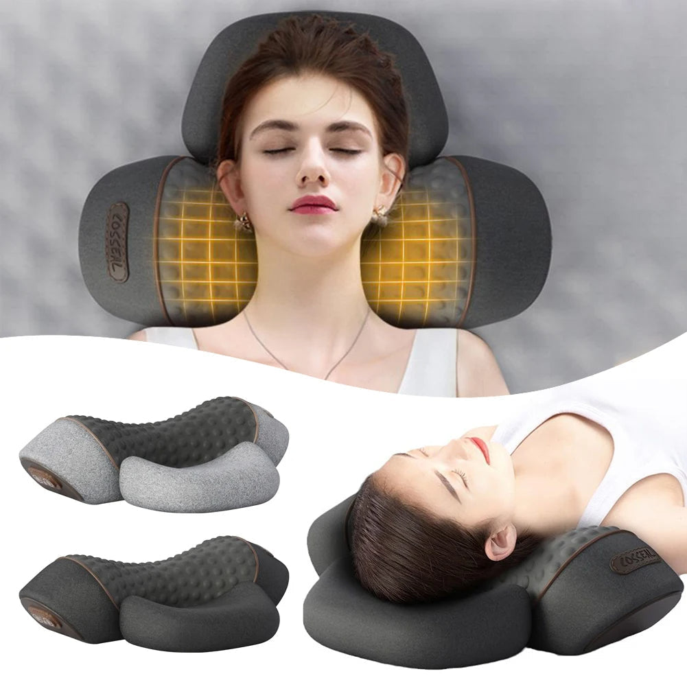 Portable heated neck massager provides targeted massage for pain relief and wellness.