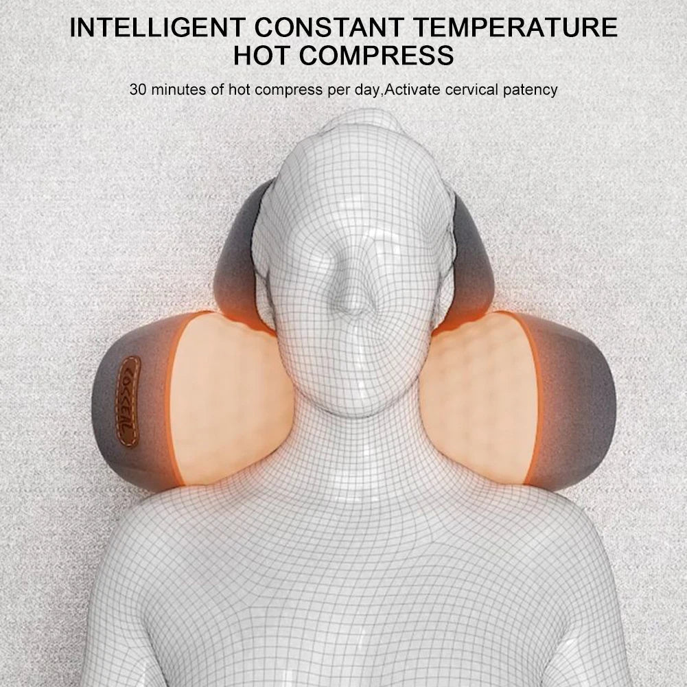 Comfortable heated neck pillow for soothing pain, promoting relaxation & muscle ease.