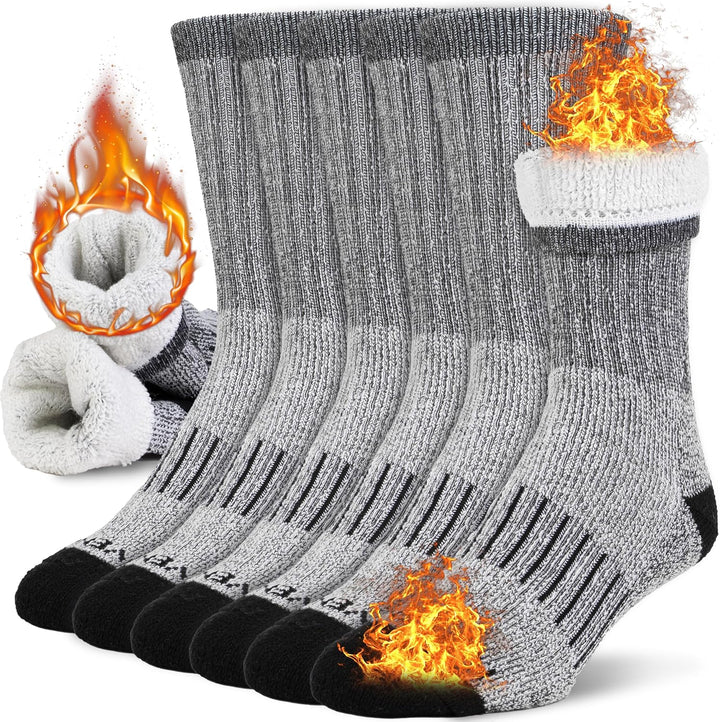 Cozy HeatGrip thermal hiking & skiing socks. Unisex, heavy-duty, perfect for cold weather boots.