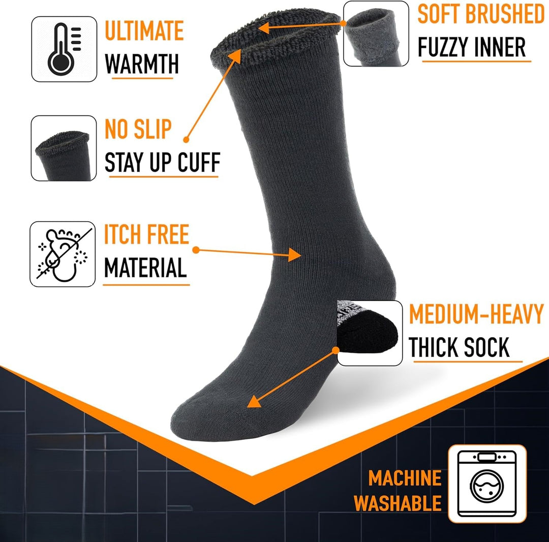 HeatGrip heavy-duty thermal winter socks. Unisex, warm, and insulated boot socks for cold weather activities.