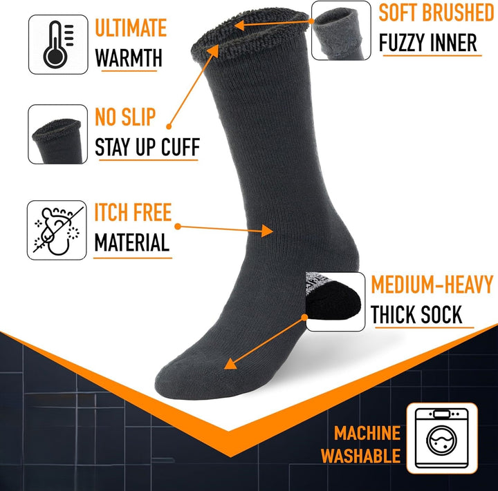 HeatGrip heavy-duty thermal winter socks. Unisex, warm, and insulated boot socks for cold weather activities.