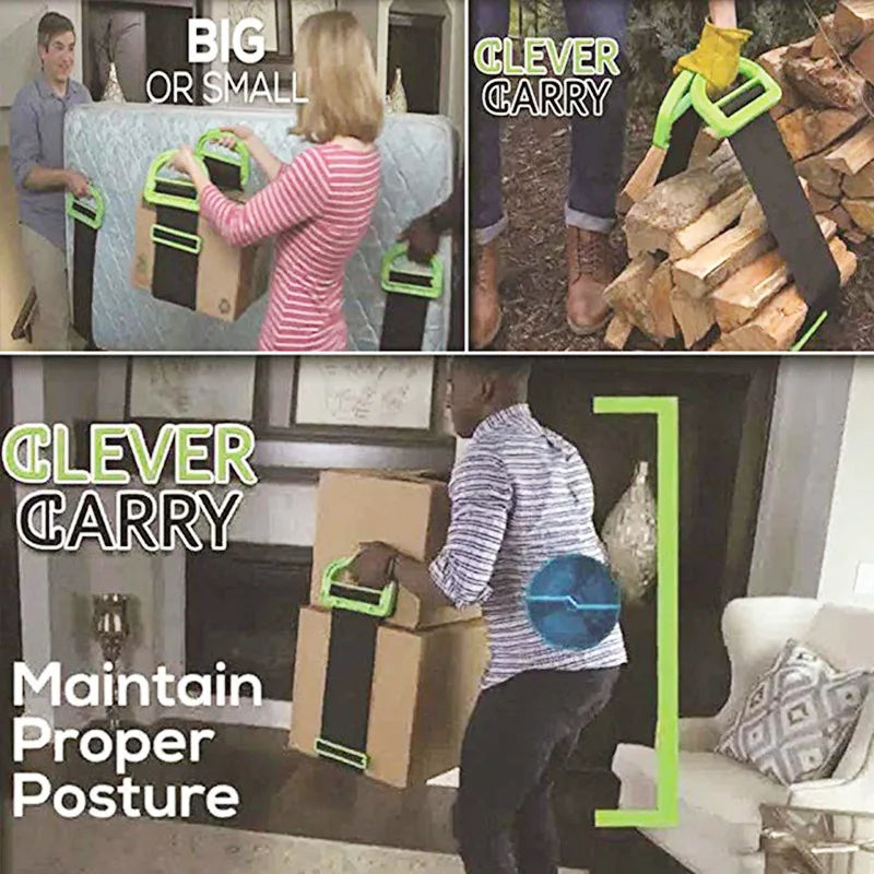 People using heavy-duty shoulder lifting straps to move a large sofa, demonstrating hands-free convenience.
