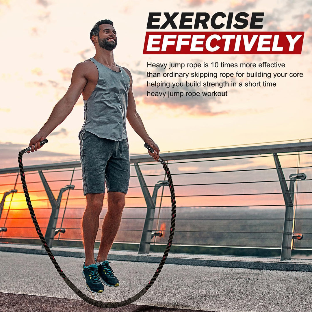 Heavy weighted jump rope for unisex fitness, boosting strength, cardio & full body conditioning.